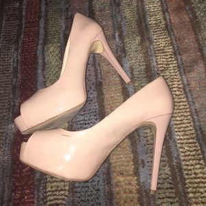 Nude Guess Peep Toe Pumps
