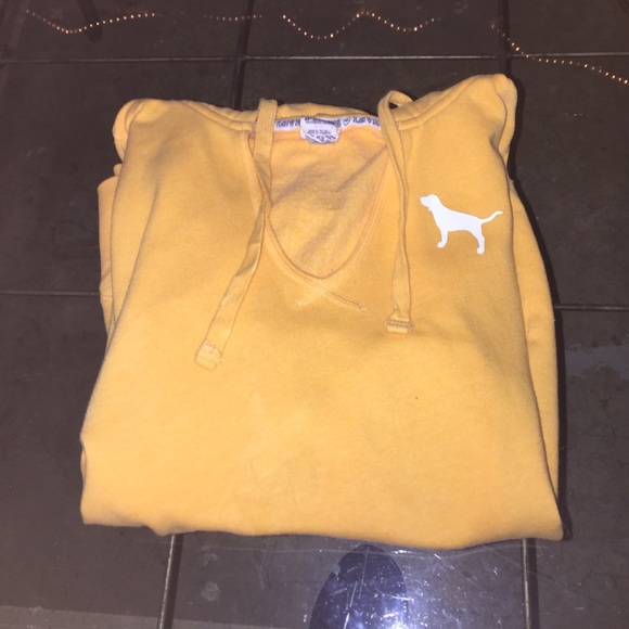 PINK orange v-neck hoodie.