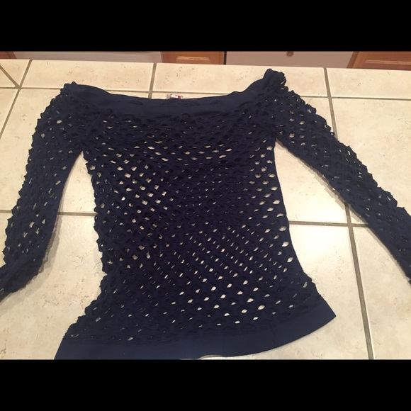 Navy blue fishnet top