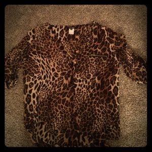 Leopard print 3/4 sleeve blouse