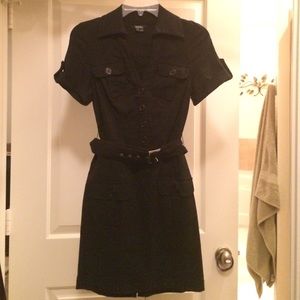 Black fitted shirt dress