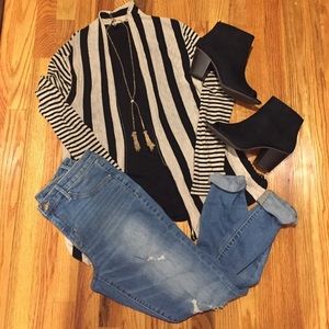 Banana Republic Multi-Stripe Open Cardigan
