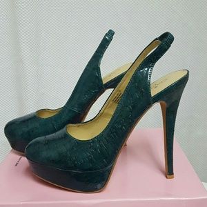 Teal Cork Slingbacks