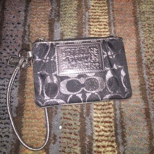 Black & Silver Coach Poppy wristlet