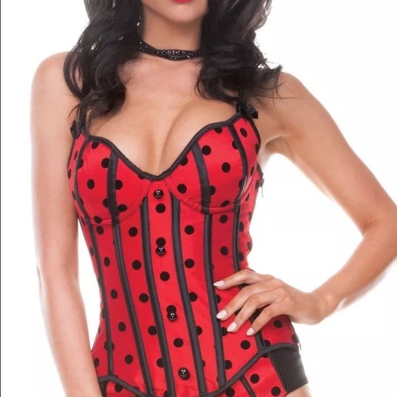 Red corset bustier waist trainer