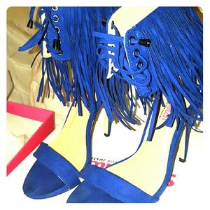 Style watch (from just fab)blue fringe heels
