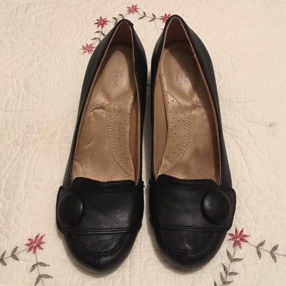 Black leather heels