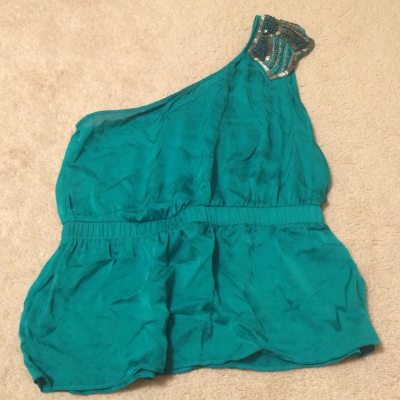 Bebe One Shoulder Embellished Top
