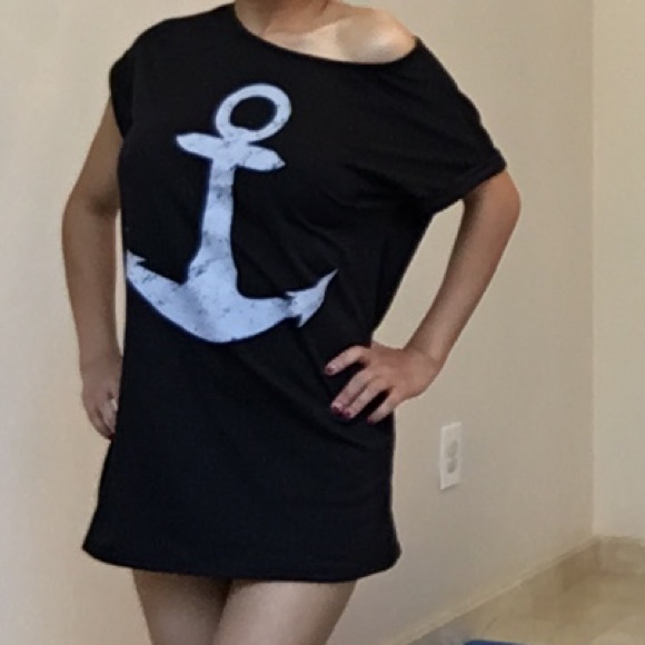 Black anchor print tee - Picture 3 of 4