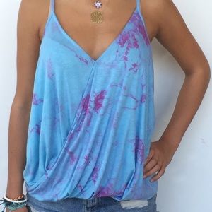 Freebird Tie-Dye Spaghetti Strap V-neck Tank
