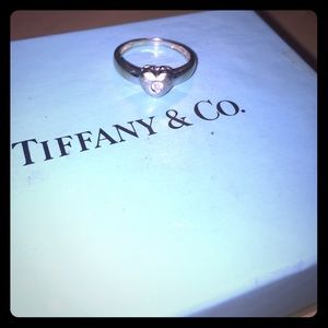 Tiffany's silver heart shaped diamond ring
