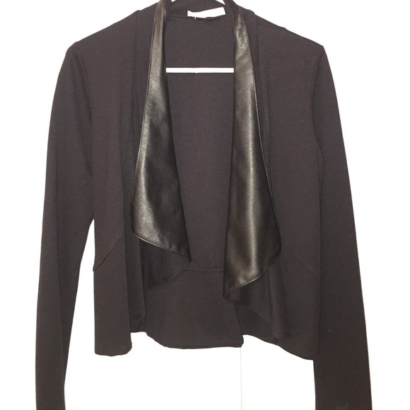 Black cardigan with leather flaps