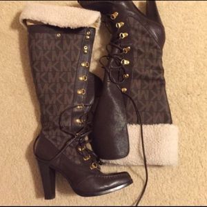 MK monogram authentic lace up boots