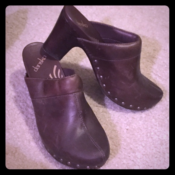 Dansko clogs. Brown leather