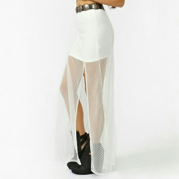 Nasty Gal White Sheer Maxi Skirt With Side Slit