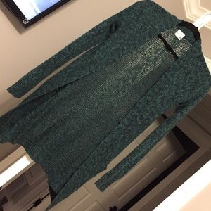 Green open cardigan