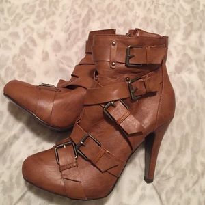 Brown heeled boots