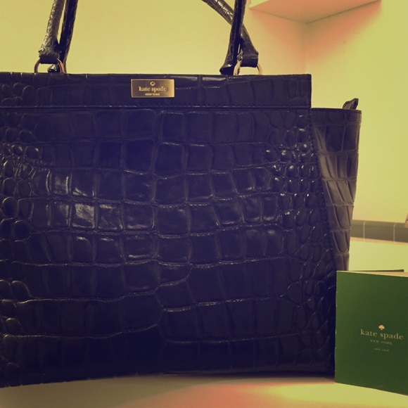 Kate spade black crock leather shoulder purse