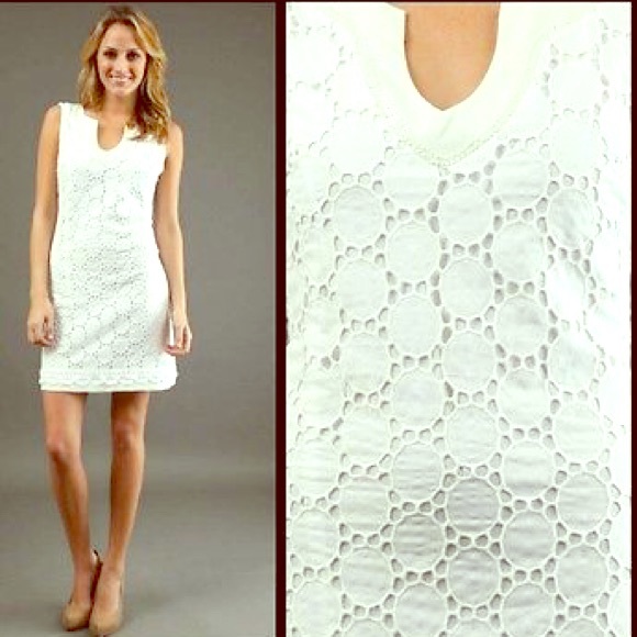 Worn once! Hale Bob Cabana white eyelet dress.