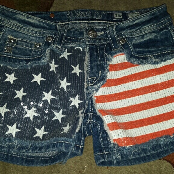 Miss Me American Flag Denim Shorts