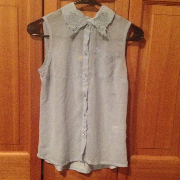 Blue collared tank top