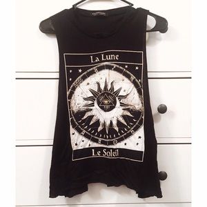 Black Moon and sun muscle tee