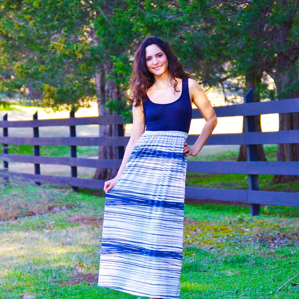 Boutique Blue Ocean Waves Maxi Sleeveless Dress