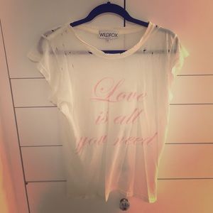 Wildfox "Love is all you need" Distressed Cotton T