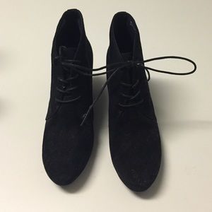 Clarks black wedge booties