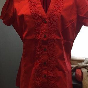 Express red button down shirt