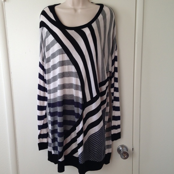 Oversized Sweater Dress w/ Black & Gray Stripes