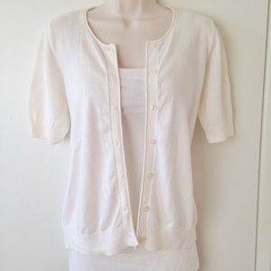 LOFT Cream Cardigan Short Sleeve