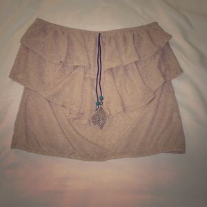 Nude Ruffled strapless top