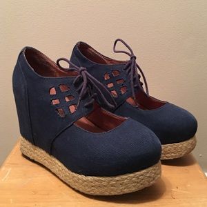 Jeffery Campbell canvas wedge espadrilles Havana