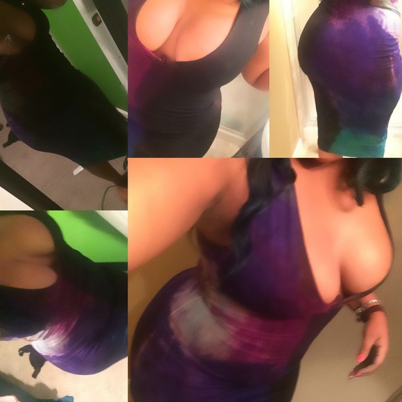 Tie-dyed plunged Bodycon midi dress - Picture 1 of 4