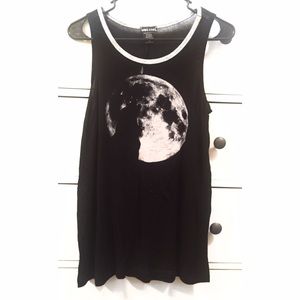 Black and white wolf and moon tank top
