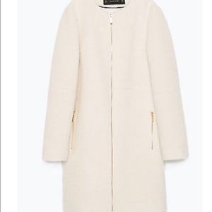 ZARA CREW NECK MOHAIR COAT STRAIGHT CUT JACKET