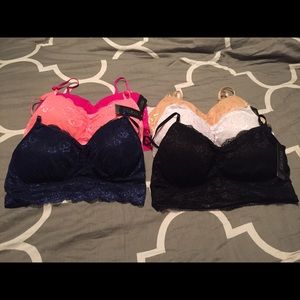 Six lace bralette style bras