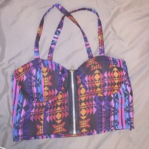 Tribal print crop top