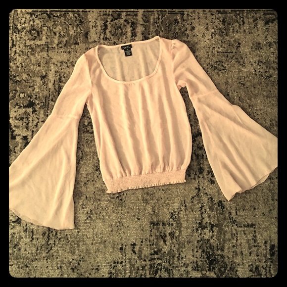 Nude bell sleeve blouse