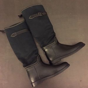 Chloé navy canvas and rubber rain boots