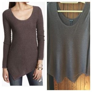 Express Brown Metallic Asymmetrical Hem Tunic