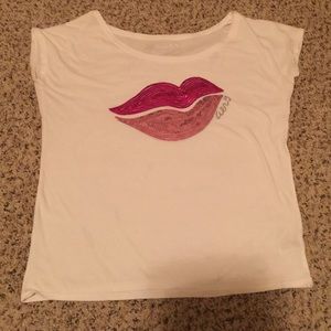 Aeropostale White Tee with Sequined Lips