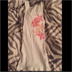 White Tank with lace floral sequence-NWOT