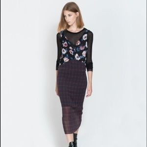 Zara Checked Floral Combined Slip Dress