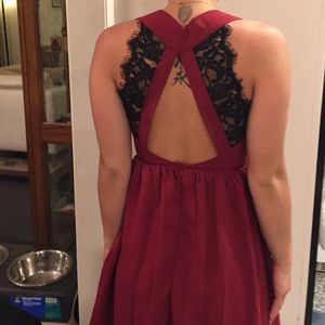 Maroon dress with laced back