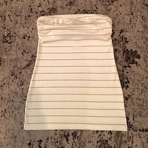 Stretchy Cream & Gold stripped tube top