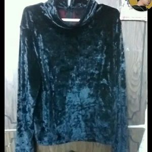 Black crushed velvet high neck top