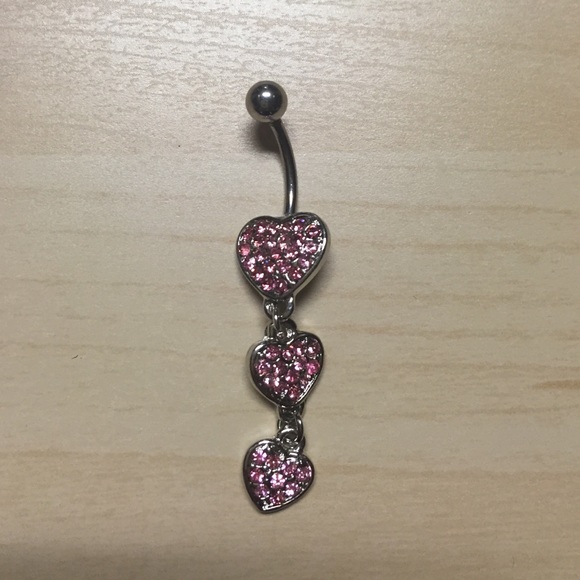 Pink Rhinestone Jeweled Belly Button Ring - Picture 5 of 5