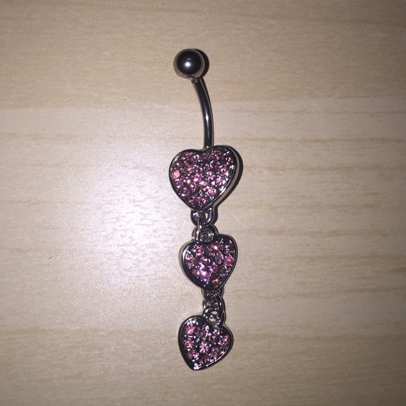 Pink Rhinestone Jeweled Belly Button Ring - Picture 2 of 5